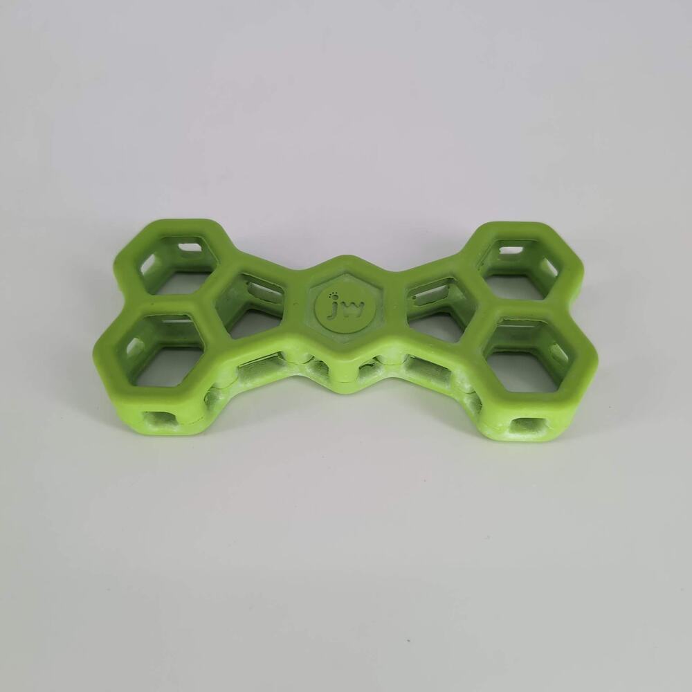 JW Pet Hol-ee Bone Lime Green Puppy Dog Toy / Puzzle / Chew Treat Toy - GUC